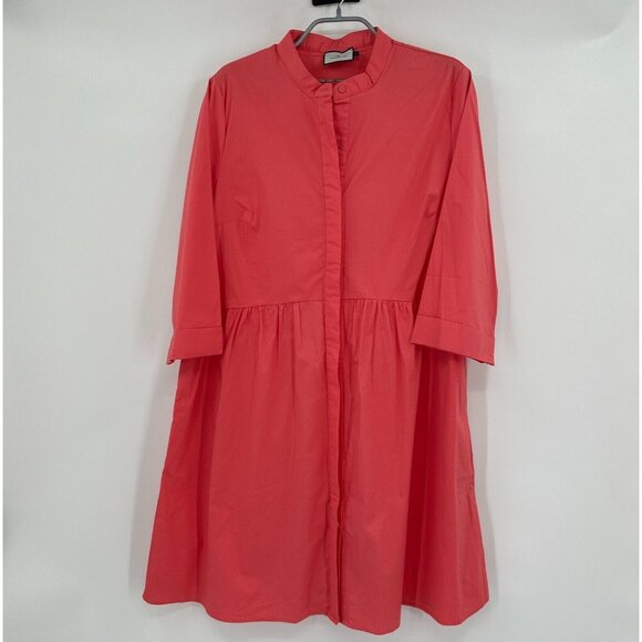 Tuckernuck Women's Poppy Pink Cotton Poplin Royal Shirt Dress Mini sz XL NWOT - Picture 1 of 9